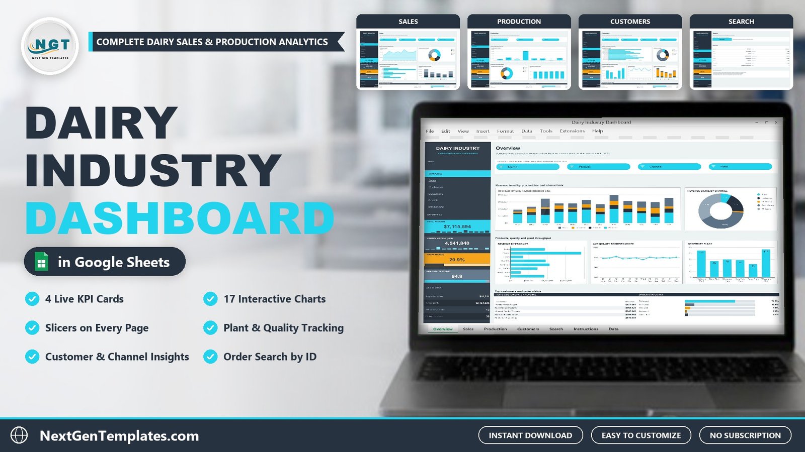 dairy dashboard in google sheets