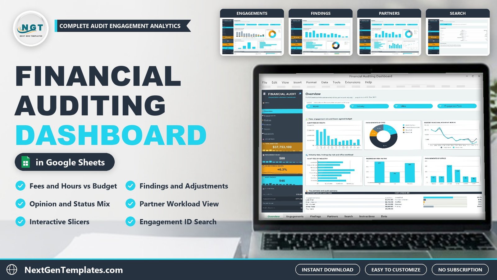 financial auditing dashboard in google sheets