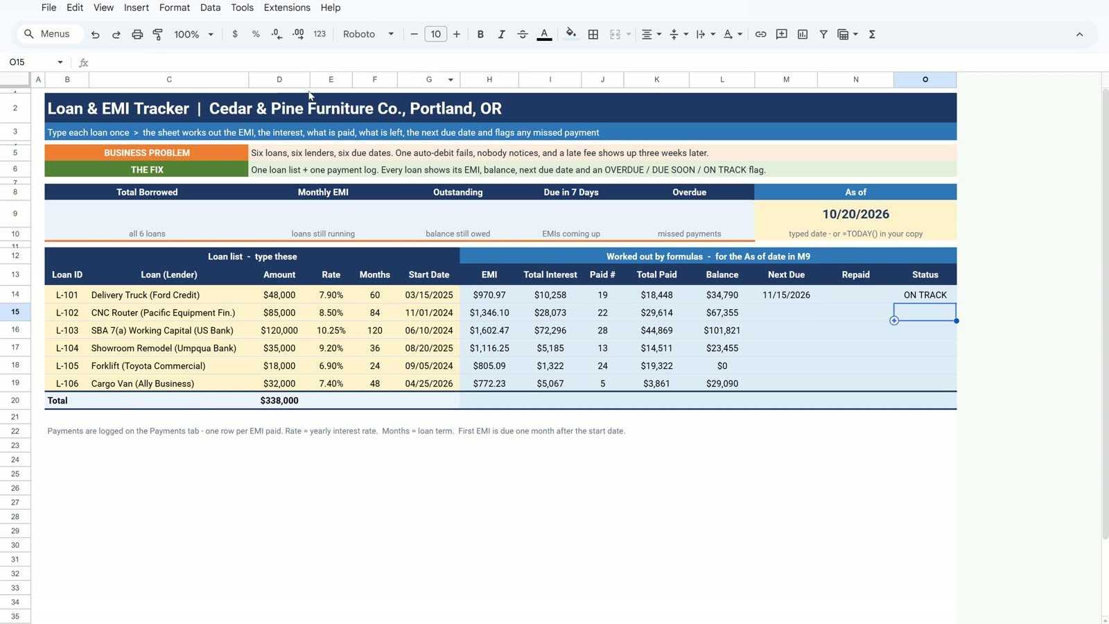 Overdue Due Soon On Track status formula