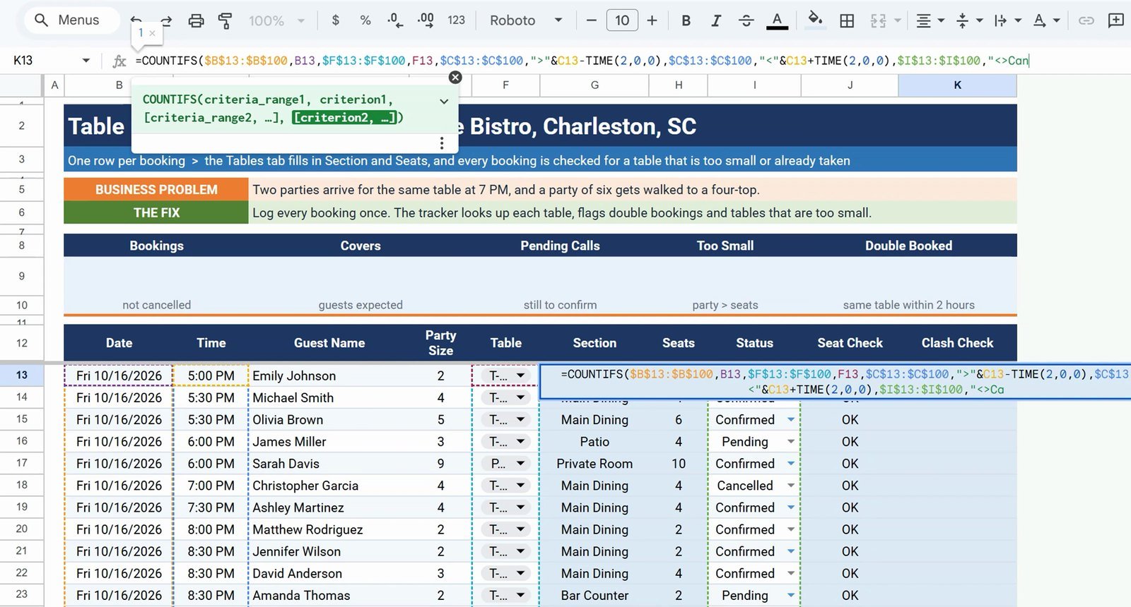COUNTIFS not equal to Cancelled criteria