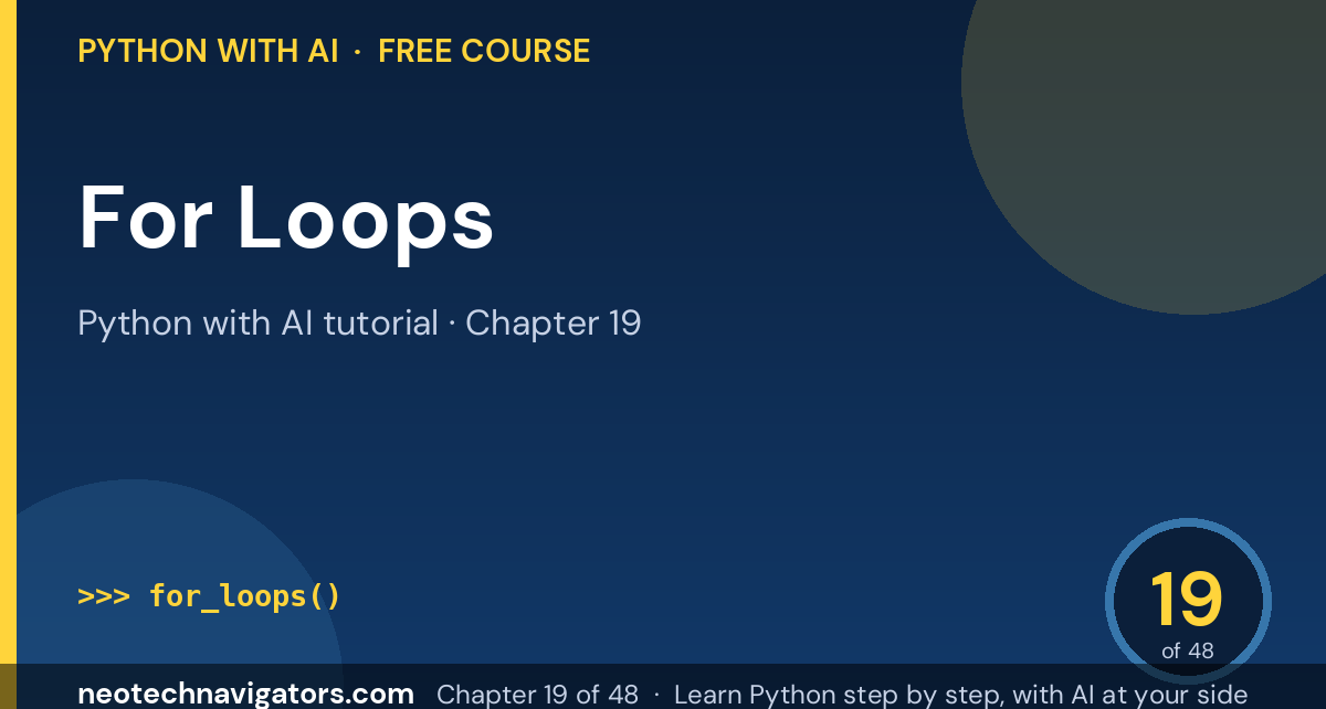 Python For Loops: range(), enumerate() and Nested Loops - Python with AI tutorial chapter 19
