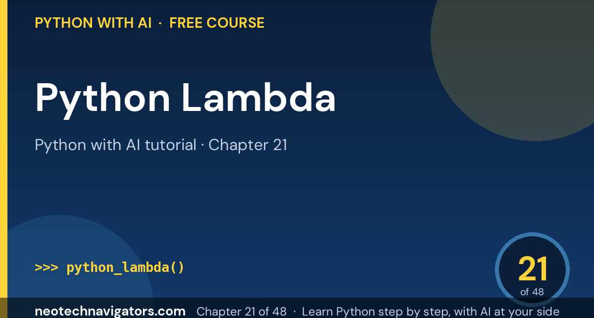 Python Lambda Functions: Syntax and Examples - Python with AI tutorial chapter 21