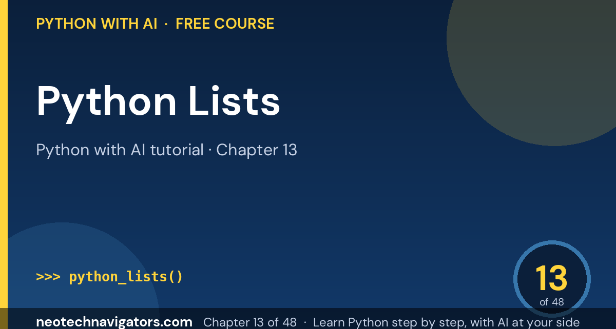 Python Lists: Create, Access, Add, Remove and Sort Items - Python with AI tutorial chapter 13