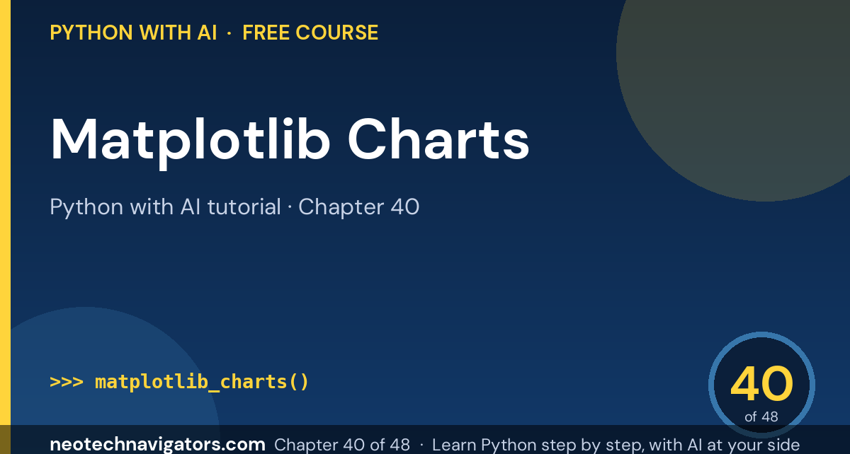 Python Matplotlib: Line, Bar and Pie Charts Step by Step - Python with AI tutorial chapter 40