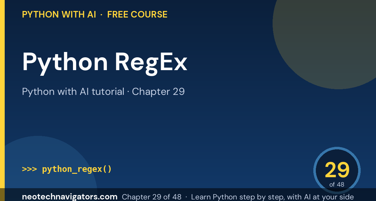 Python RegEx: re Module Patterns with Examples - Python with AI tutorial chapter 29
